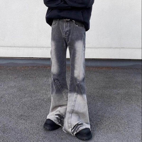 Retro Washed Gradient Fringed Jeans - Image 5