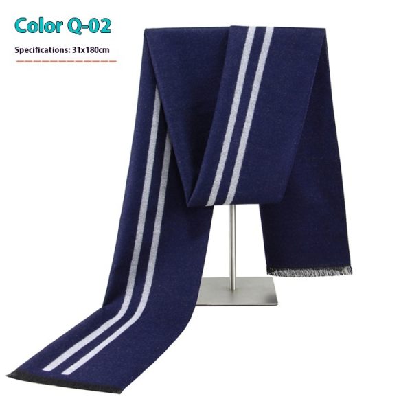 New Men's Winter Warm Cashmere-like Striped Business Scarf For Young People - Image 7