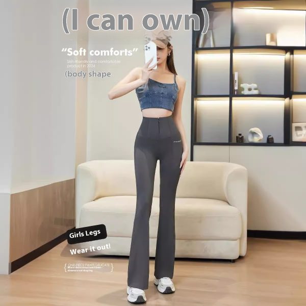 High Waist High Elastic Shark Pants Outer Wear Leggings - Image 3
