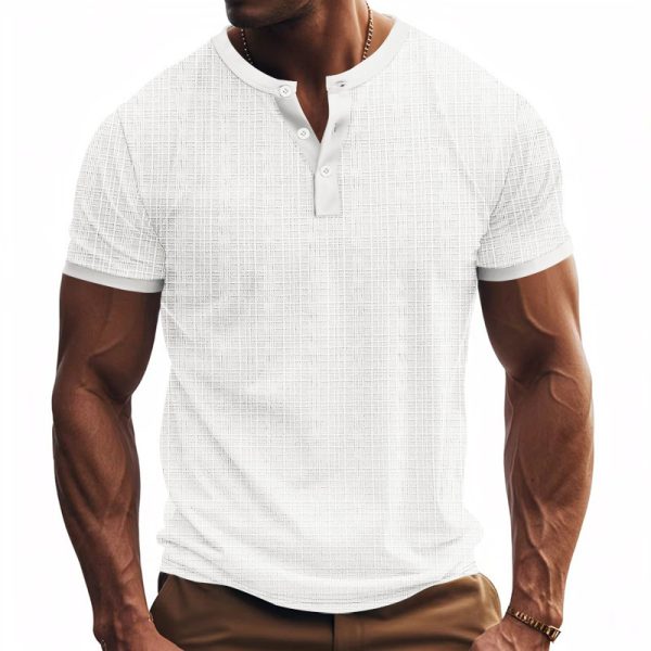 Breathable Casual Henley Shirt Top - Image 3