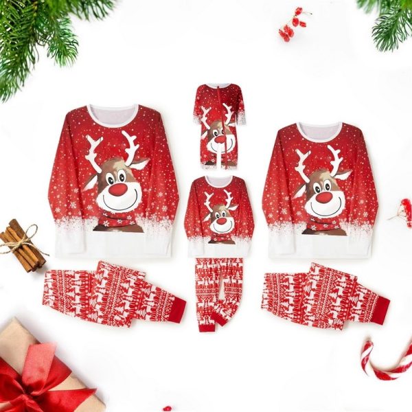 Parent-Child Two-piece Suit Elk Printing Pajamas Suit Homewear - Image 3