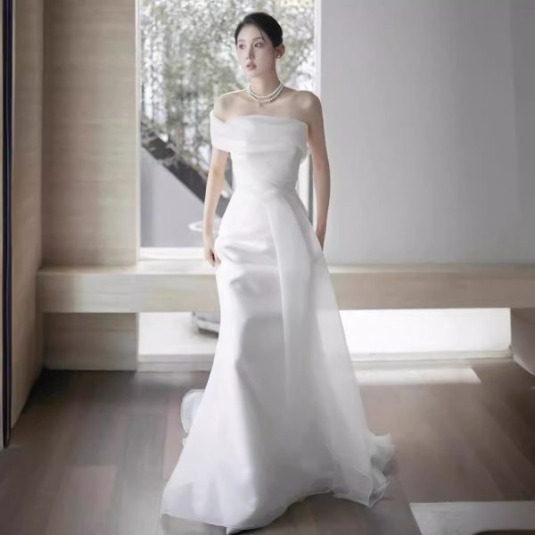 French Off-shoulder Light Wedding Dress Bride - Image 3