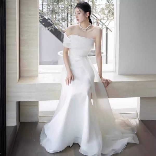French Off-shoulder Light Wedding Dress Bride - Image 2