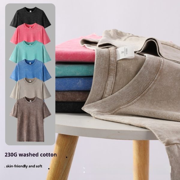 Washed Old Short-sleeved T-shirt For Men And Women - Image 2