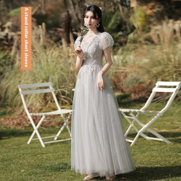 Dress Sisters Dress Female Gray Slim Fit Girlfriend Clothes - Image 3