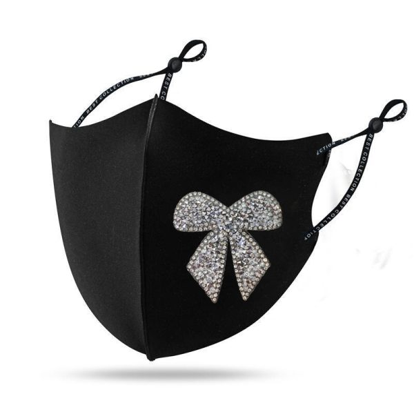 Diamond Mask Shiny Diamond Bow Creative Cloth Mask - Image 2