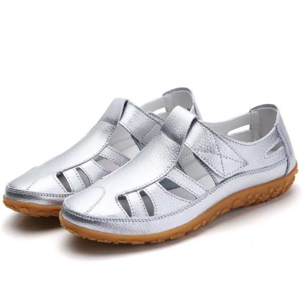 Summer Handmade Retro Soft Sole Leather Velcro Casual Women's Shoes - Image 10