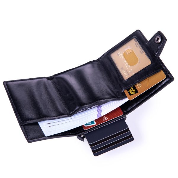 Men's High-grade Folding Leather Carbon Fiber Card Package - Image 4