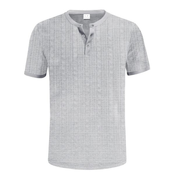 Breathable Casual Henley Shirt Top - Image 7