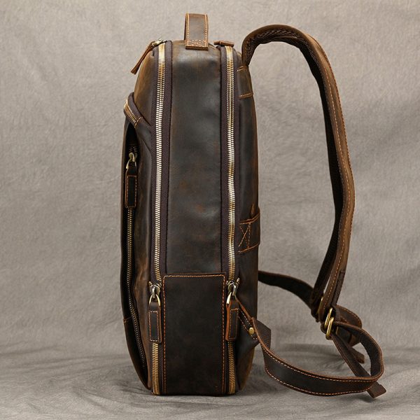 High-end Men's Leather Large-capacity Backpack 16-inch - Image 9