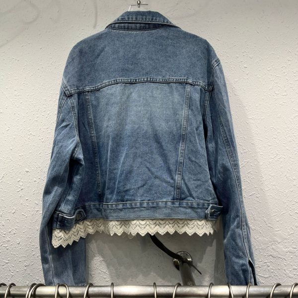 Fashion Lace Bow Patchwork Denim Jacket - Image 5