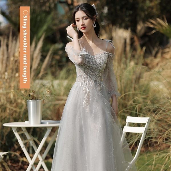 Dress Sisters Dress Female Gray Slim Fit Girlfriend Clothes - Image 10