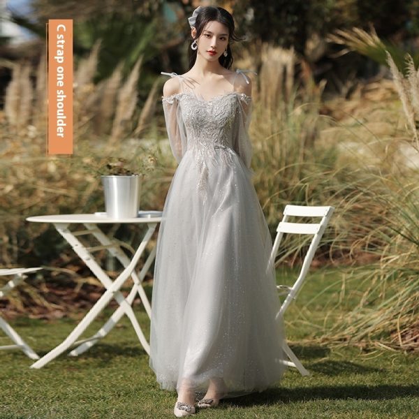 Dress Sisters Dress Female Gray Slim Fit Girlfriend Clothes - Image 5
