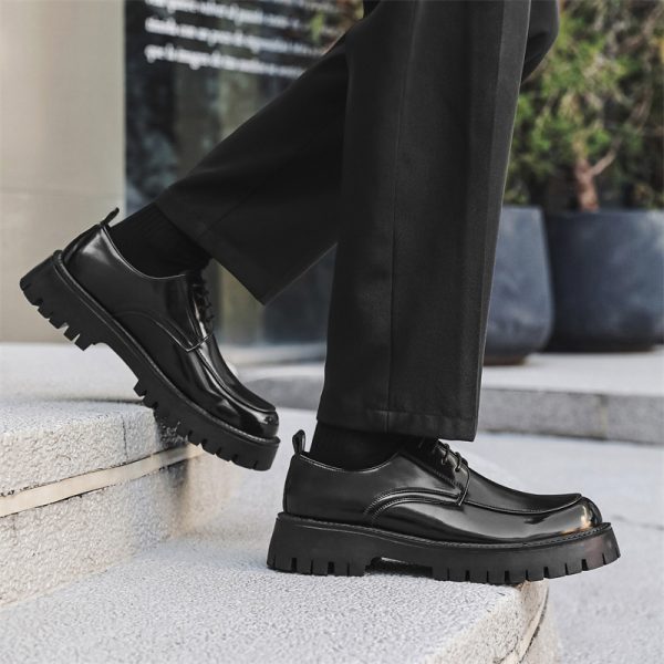 Men's Thick-soled Height-increasing Casual Leather Shoes - Image 4