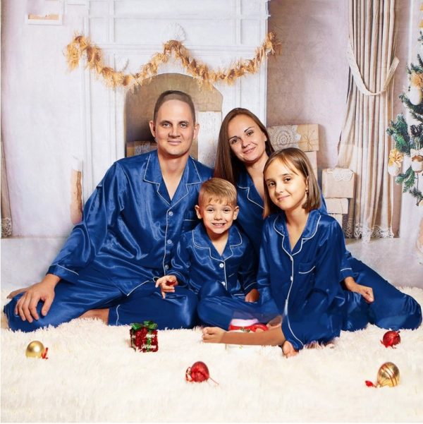 Children's Long-sleeved Parent-child Ice Silk Pajamas Suit - Image 3