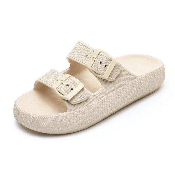 High Elastic Rubber Soft Platform Double Buckle Slippers For Women - Image 9