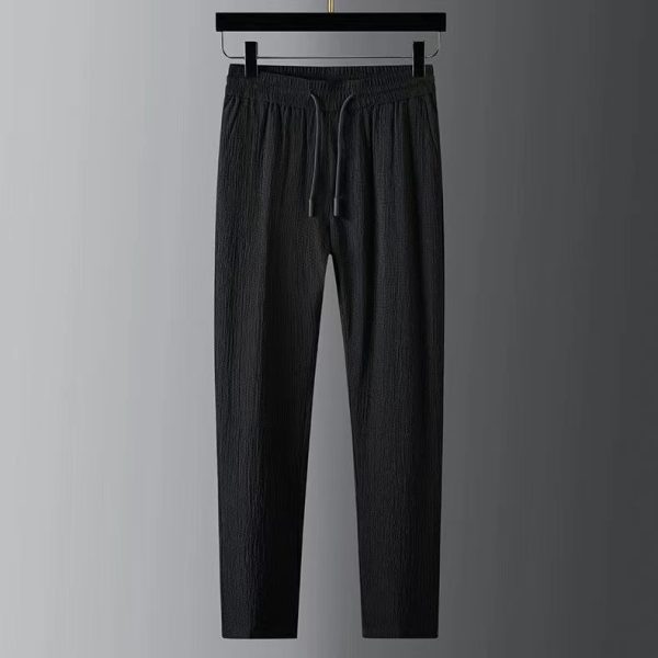 Casual Light Thin Suit Men's Summer Seersucker Striped Pleated Stand Collar Men's Shirt - Image 4