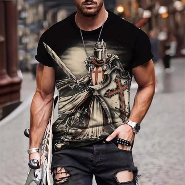 3D Printed T-shirt Men's Summer Casual Breathable Short Sleeve Top - Image 3