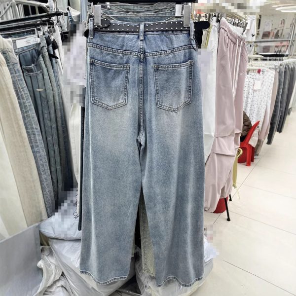 Blue With Holes Design Straight Jeans - Image 5