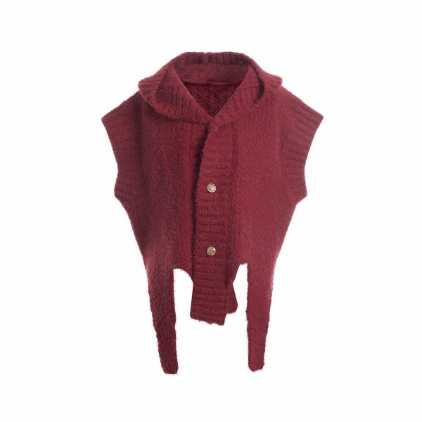 Fake Two Pieces Placket Hooded Sweater Coat - Image 5
