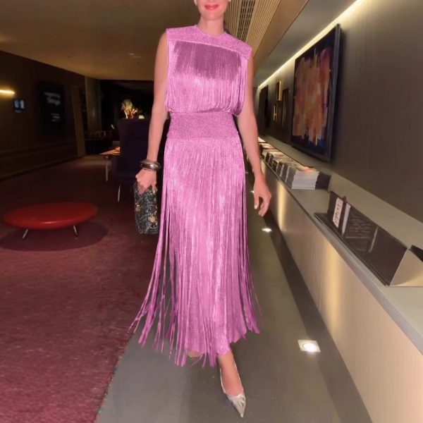 Elegant Tassel Dress Party Sleeveless Dress Two-piece Set - Image 2