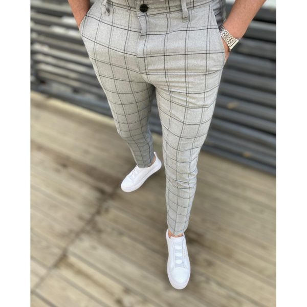 Men's Fashion Plaid Casual Feet Trousers - Image 4
