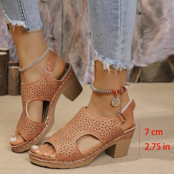 Women's High-heeled Sandals Plus Size Thick-soled Peep Toe Sandals - Image 6