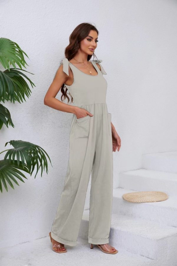 Women's Pocket Lace-up Wide-leg Jumpsuit - Image 7