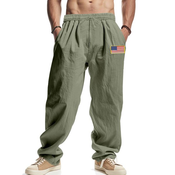 American Spring Men's Linen Hip Hop Machete Wide Leg Trousers - Image 10