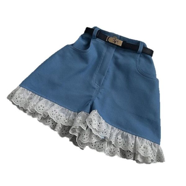 Women's High Waist Lace Stitching Shorts - Image 5