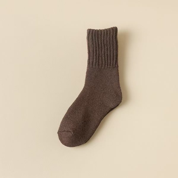 Wool Women's Medium Stockings Thickened Keep Warm Pure Color - Image 9