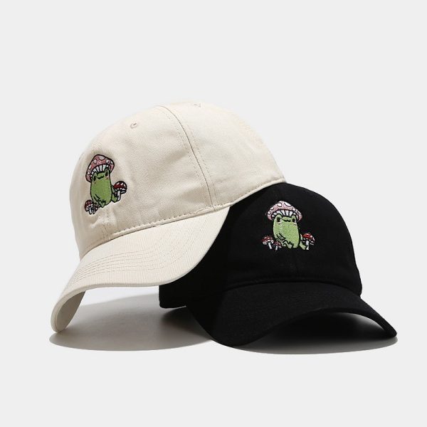 Cute Cartoon Frog Mushroom Embroidered Baseball Cap - Image 3