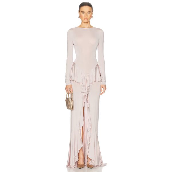 Backless Women Elegant Ruffles Slim Fit Dress - Image 7