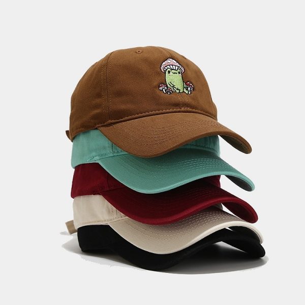 Cute Cartoon Frog Mushroom Embroidered Baseball Cap - Image 2