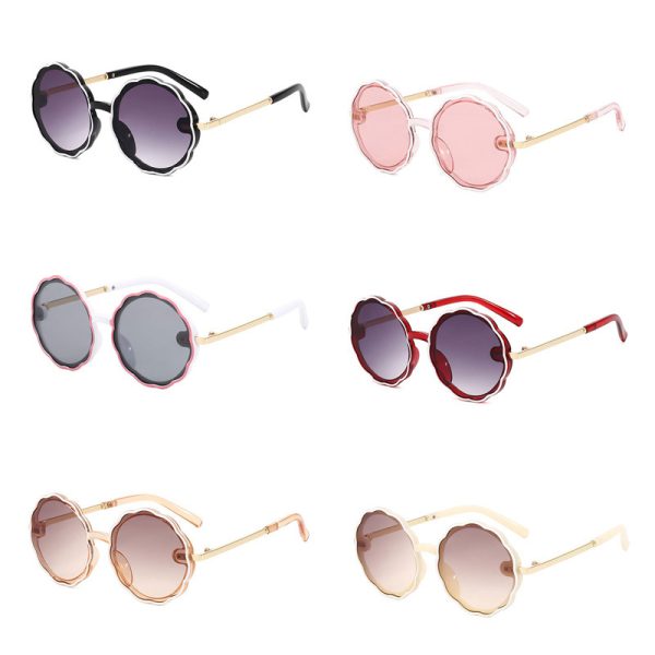 Kids Wave Frame Vintage Round Frame Sunglasses - Image 2