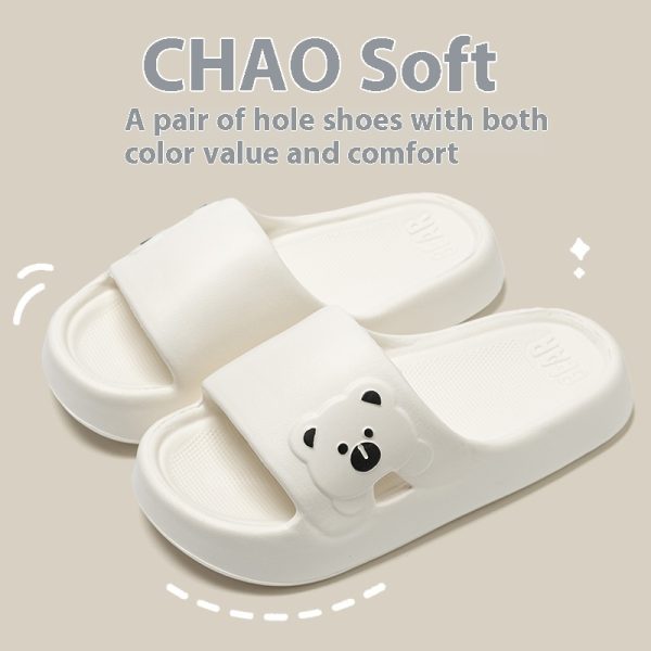 Cute Bear Home Slippers Summer Fashion Thick Bottom Non-slip Bathroom Slipper Women Men Couples Shoes - Image 3