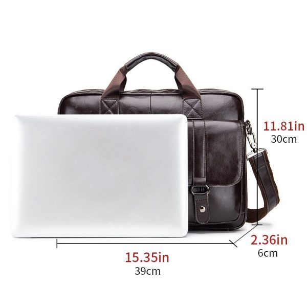 Cowhide Men's Briefcase Business Large Capacity Handbag - Image 7