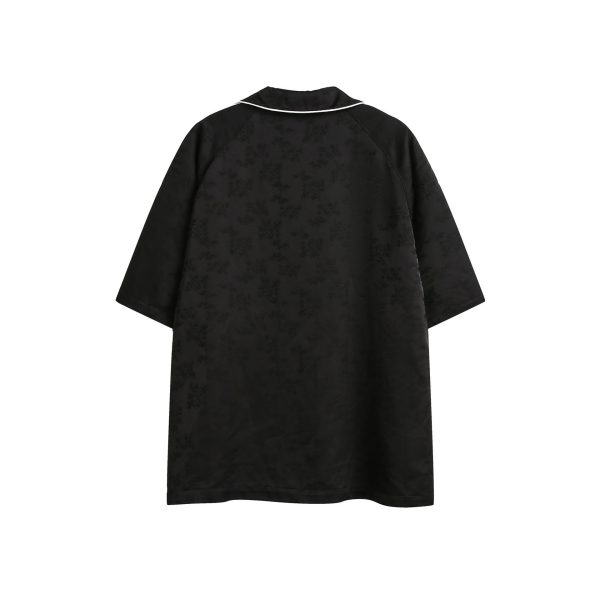 Striped Black Short Sleeve Shirt Men's Turn-down Collar Coat - Image 2