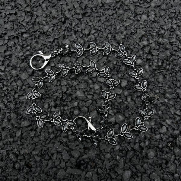 Black Vine Silver Gem Phants Zipper Men's Denim Waist Chain