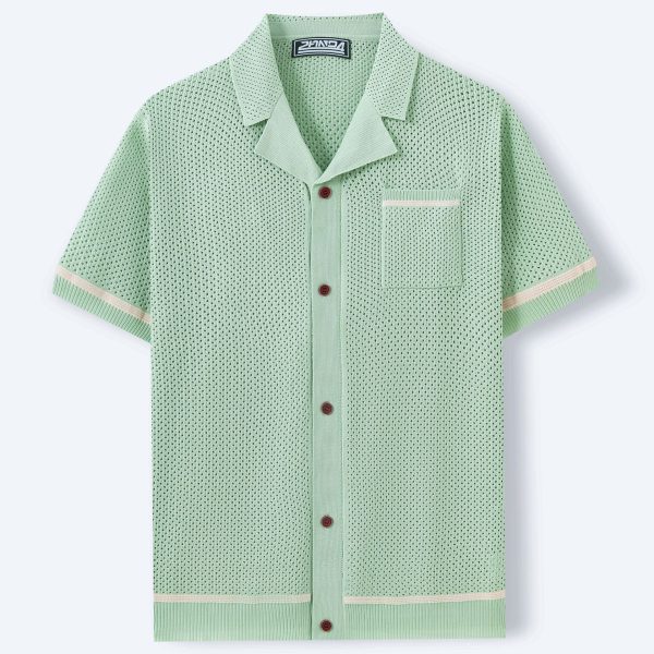 Men's Knitwear Summer Cuban Collar Short Sleeve Polo Shirt - Image 4