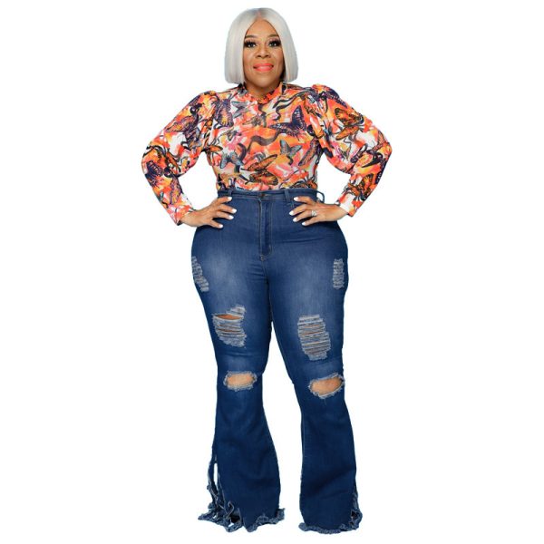 Women's Slim Fit Ripped Tassel Jeans - Image 6