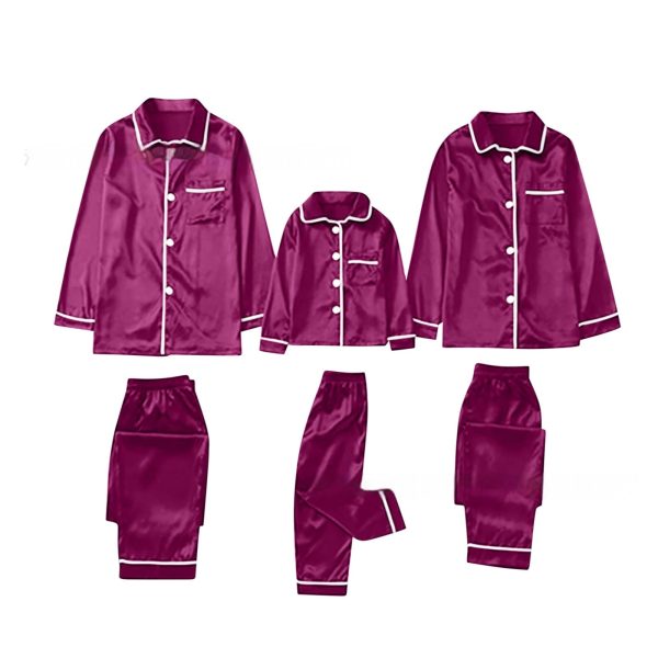 Children's Long-sleeved Parent-child Ice Silk Pajamas Suit - Image 8
