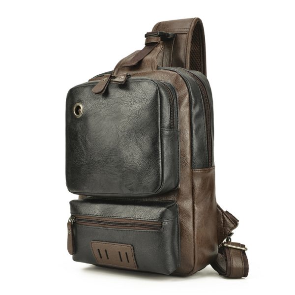 Men's PU Fashion Chest Large Capacity Shoulder Messenger Bag - Image 2