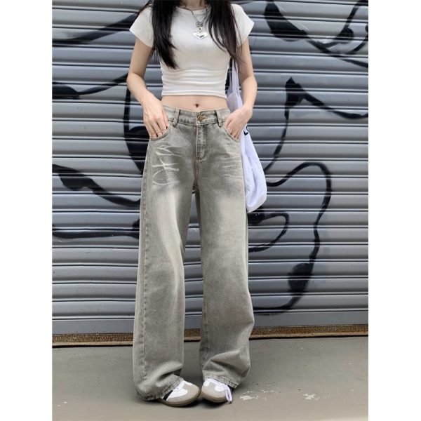 Women's Idle Style Summer-style Retro Drooping Straight Wide-leg Jeans - Image 7