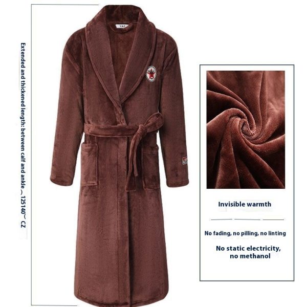 Men's Winter Thickening Thermal Bathrobe Coral Velvet Thin Belt Bathrobe Pajamas - Image 6