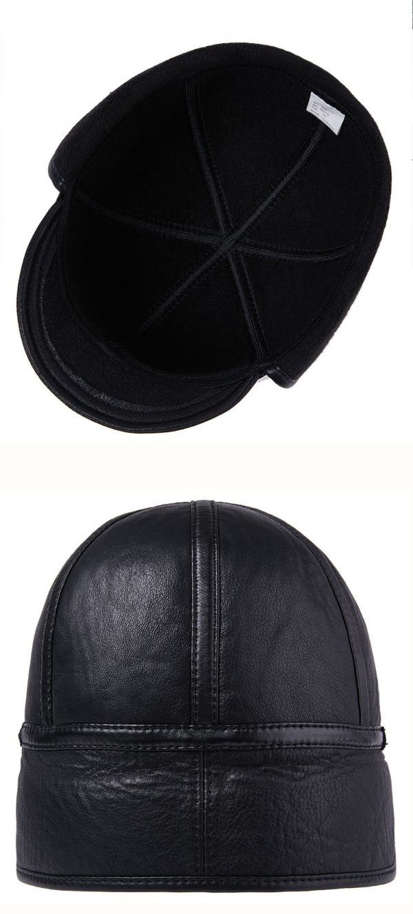 Casual Leather Men's Winter Sheepskin Velvet Thermal Outdoor Hat - Image 10