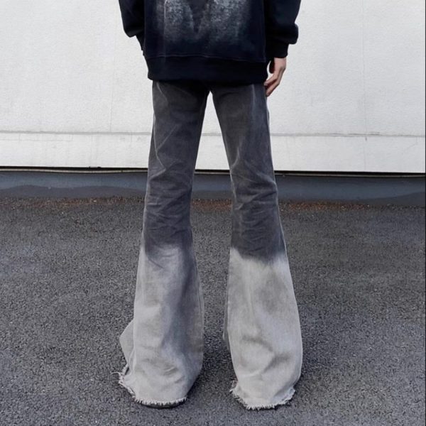 Retro Washed Gradient Fringed Jeans - Image 3