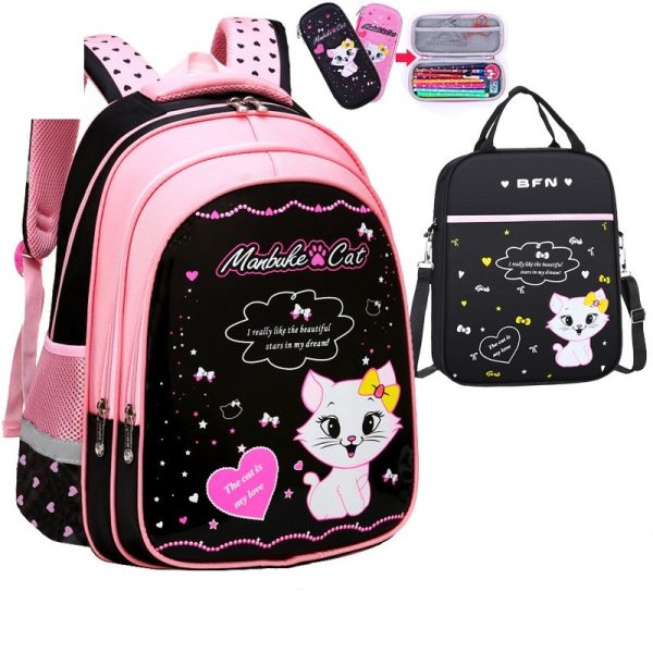 Kids School Cute Cat Print Backpack - Image 7
