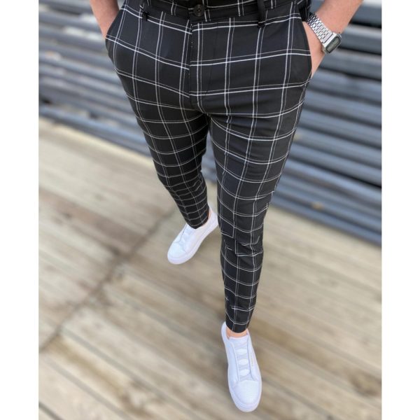 Men's Fashion Plaid Casual Feet Trousers - Image 6