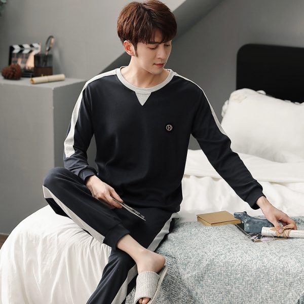 Pajamas Men's Cotton Long Sleeve - Image 3